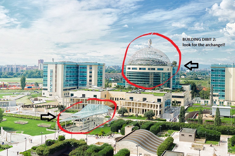 UniSR shuttle train exit and building Dibit 2